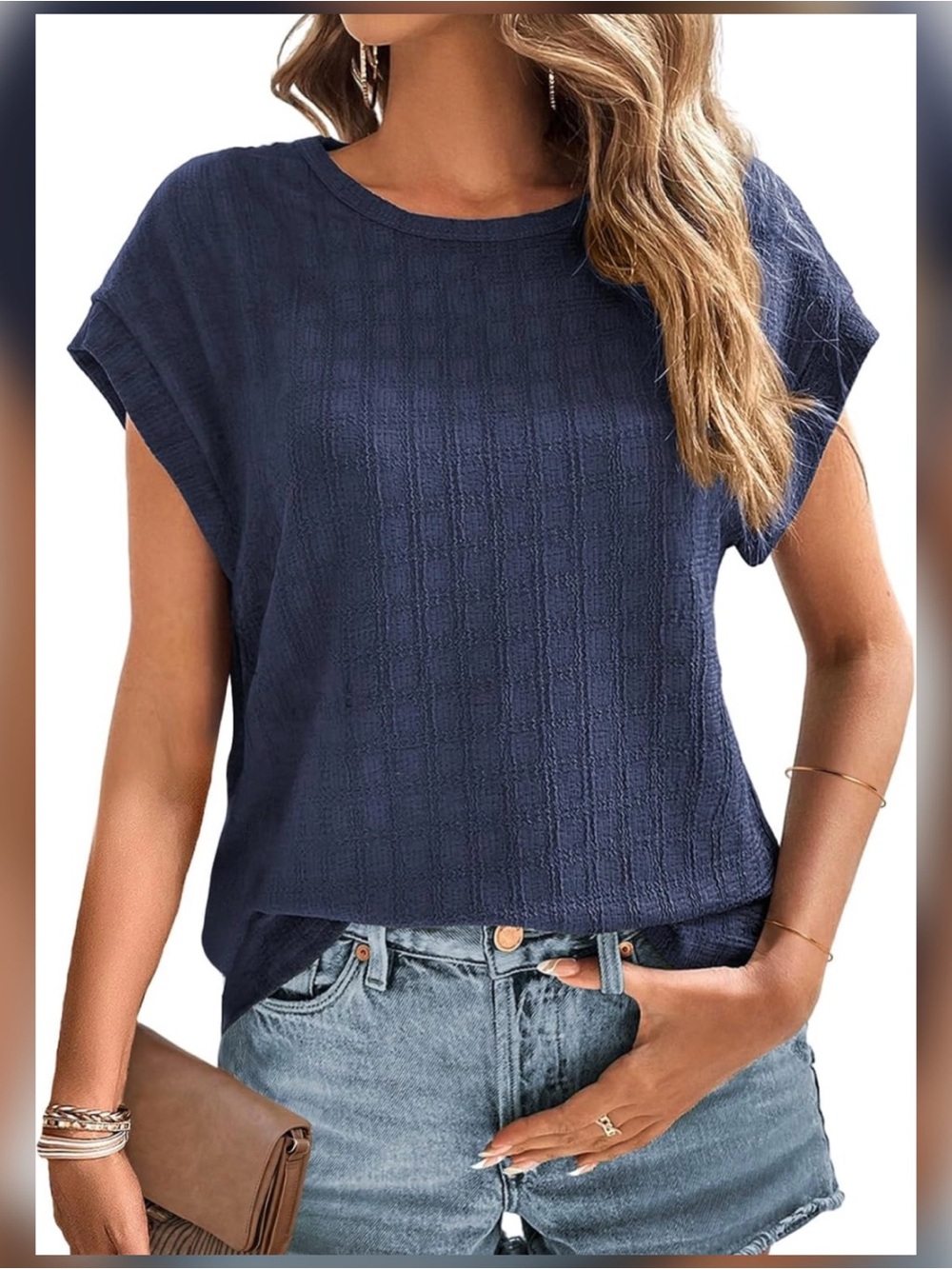💙 DOKOTOO • Casual Textured Cap Sleeve Blouse